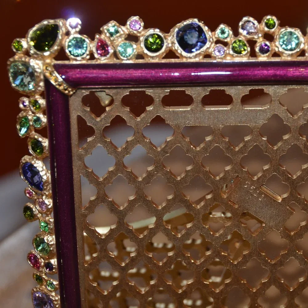 EXQUISITE RARE JAY STRONGWATER LESLIE BOUQUET FLORAL CRYSTAL EDGE ENAMEL FRAME